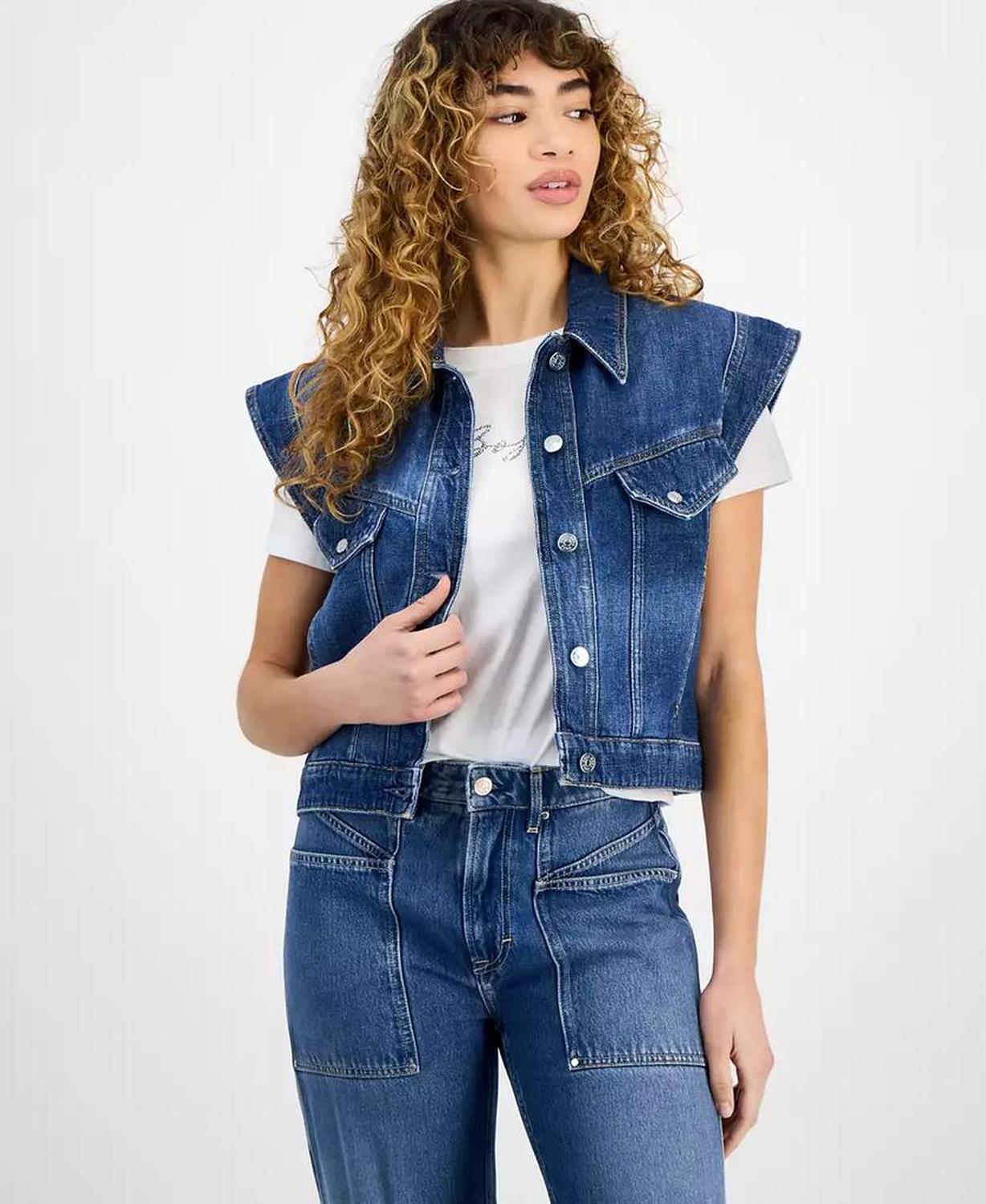 Women's Extended-Shoulder Denim Vest