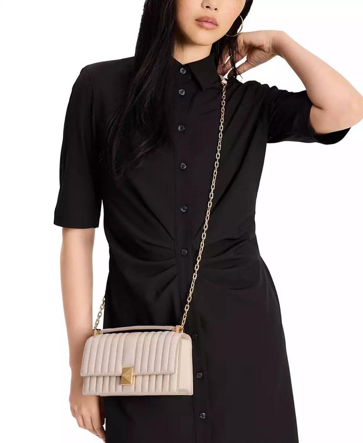 Deco Quilted Leather Mini Flap Chain Crossbody Bag