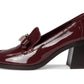 Deco Bow Patent Leather Heeled Loafers