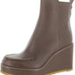 Brady Womens Faux Leather Zipper Wedge Boots