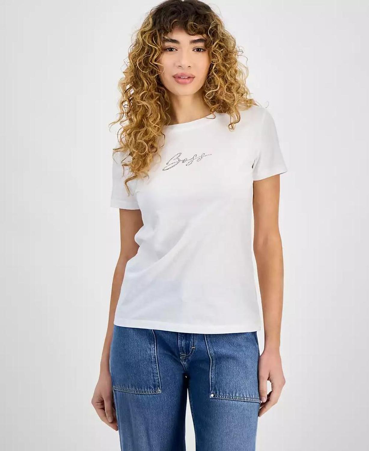 Women's Cotton Embellished Logo T-Shirt