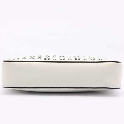 Michael Kors White Leather Laser Cut East West Crossbody Bag