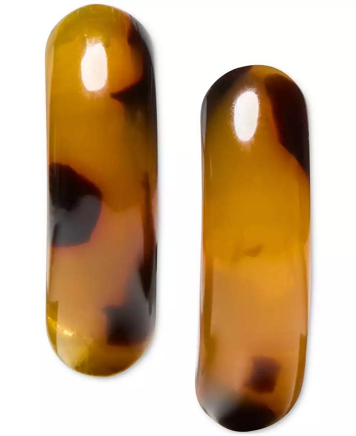 Gold-Tone Interlock Tortoise Huggie Earrings