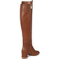 June Boots Women's  Brown Leather Round Toe Knee-High VER642