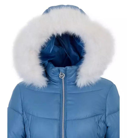 Toddler and Little Girls Belted Stadium Puffer Jacket