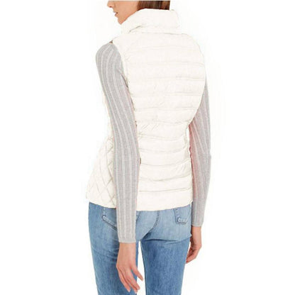 Women's Sleeveless Puffer Vest With Removable Hood In White