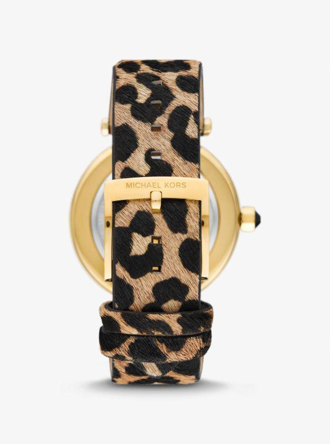 Parker Pavé Gold-Tone and Calf Hair Watch