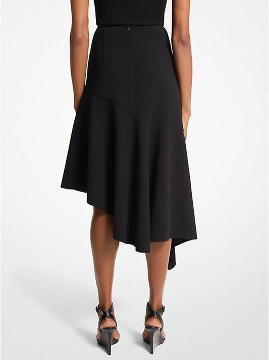 Stretch Wool Barathea Asymmetric Skirt