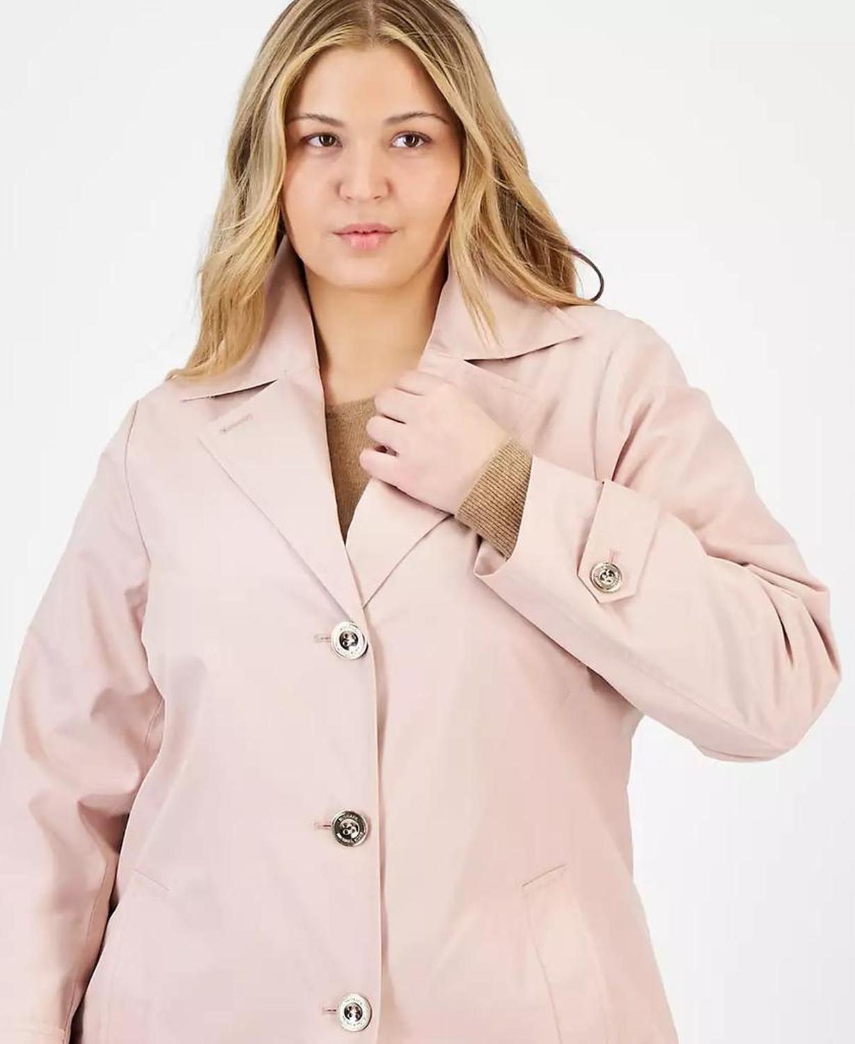 Plus Size Notched Collar Button-Front Coat, Exclusively at Macy's