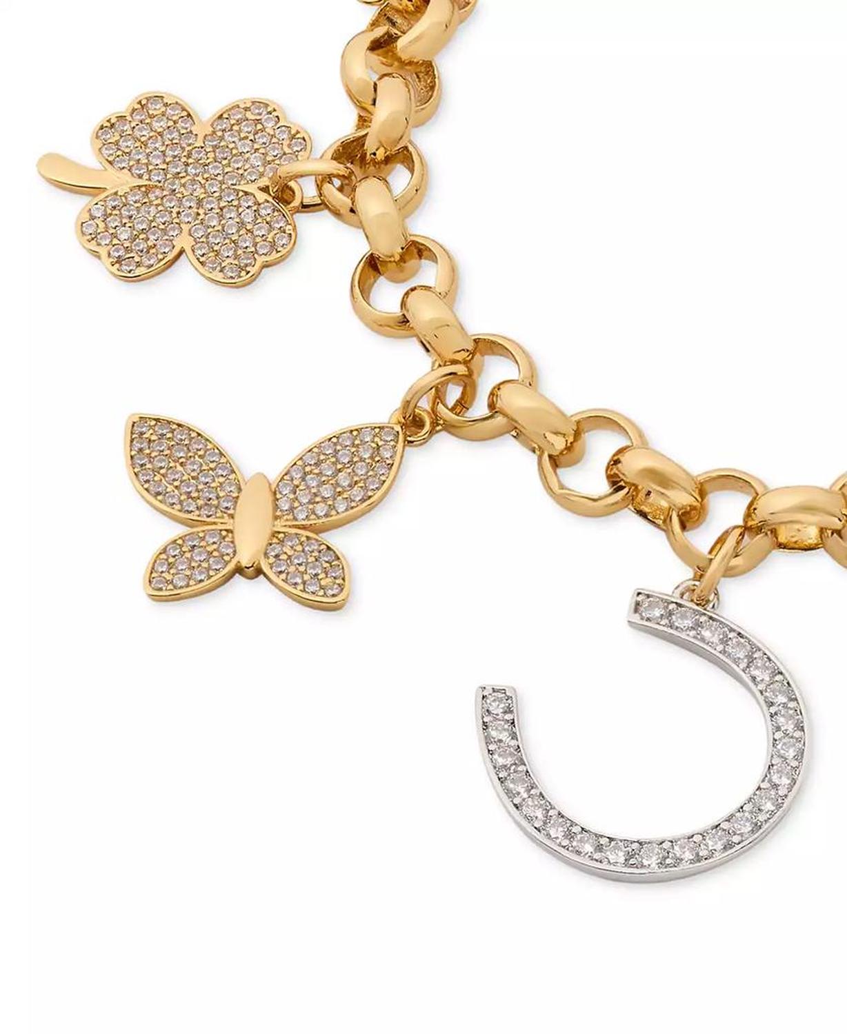 Two-Tone Cubic Zirconia Pavé Lucky Charm Bracelet
