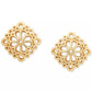 Gold-Tone Spade Flower Lace Stud Earrings