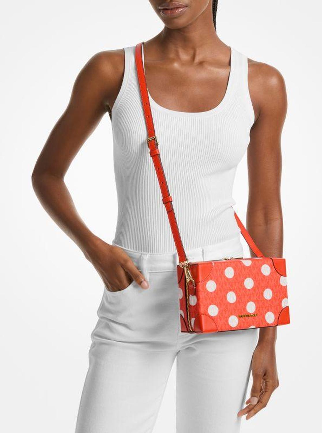 Jeanie Small Polka Dot Signature Logo Trunk Crossbody Bag