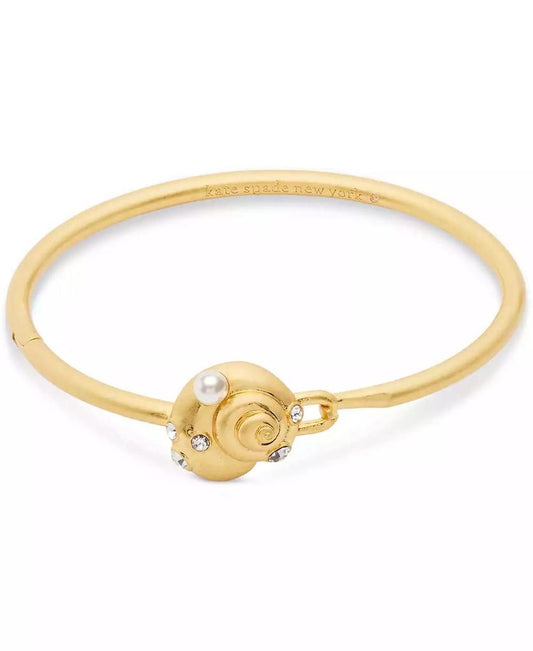 Gold-Tone Mixed Stone Shell Bangle Bracelet