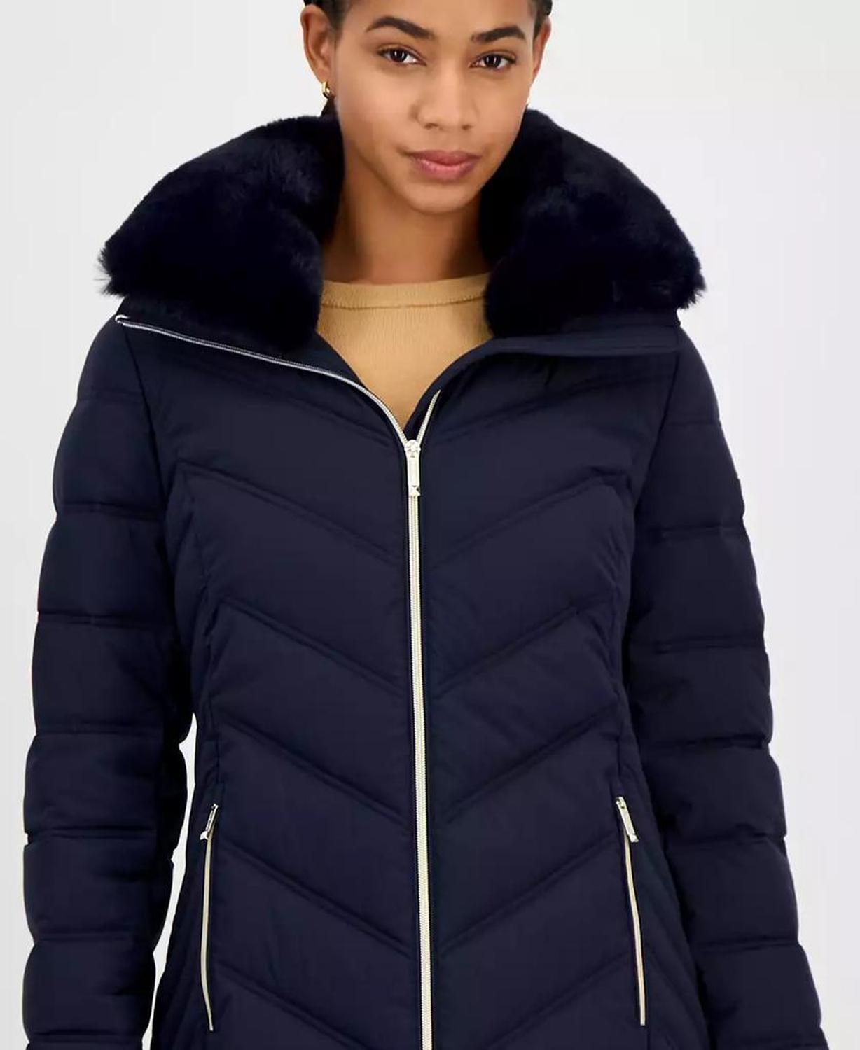 Women's Faux-Fur-Trim Hooded Puffer Coat