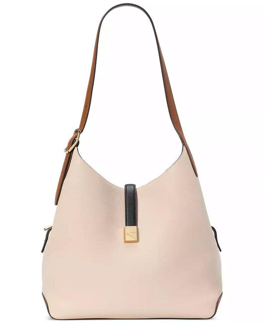 Deco Colorblocked Pebbled Leather Shoulder Bag