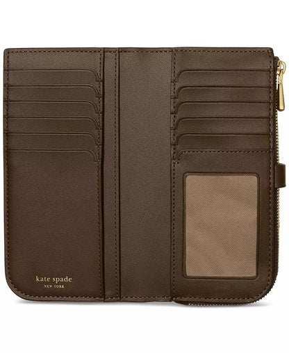 Deco Pebbled Leather Zip Slim Wallet