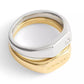 Two Tone Signature Signet Duo Ring Set