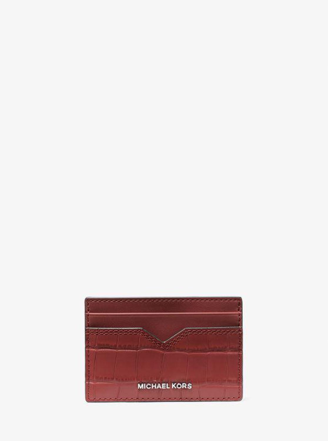 Hudson Crocodile-Embossed Leather Card Case