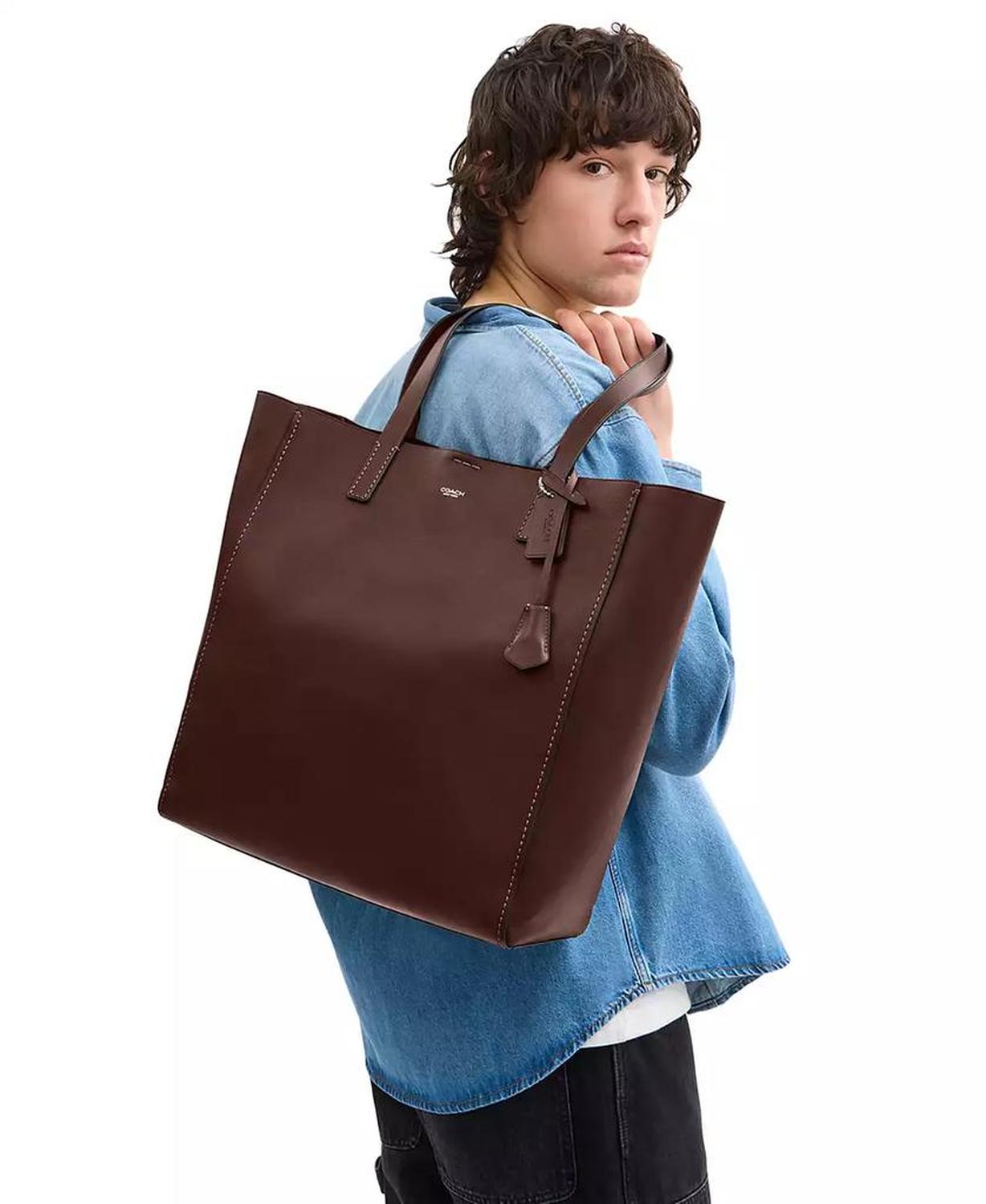 Men's Natural Grain Leather Tote Bag