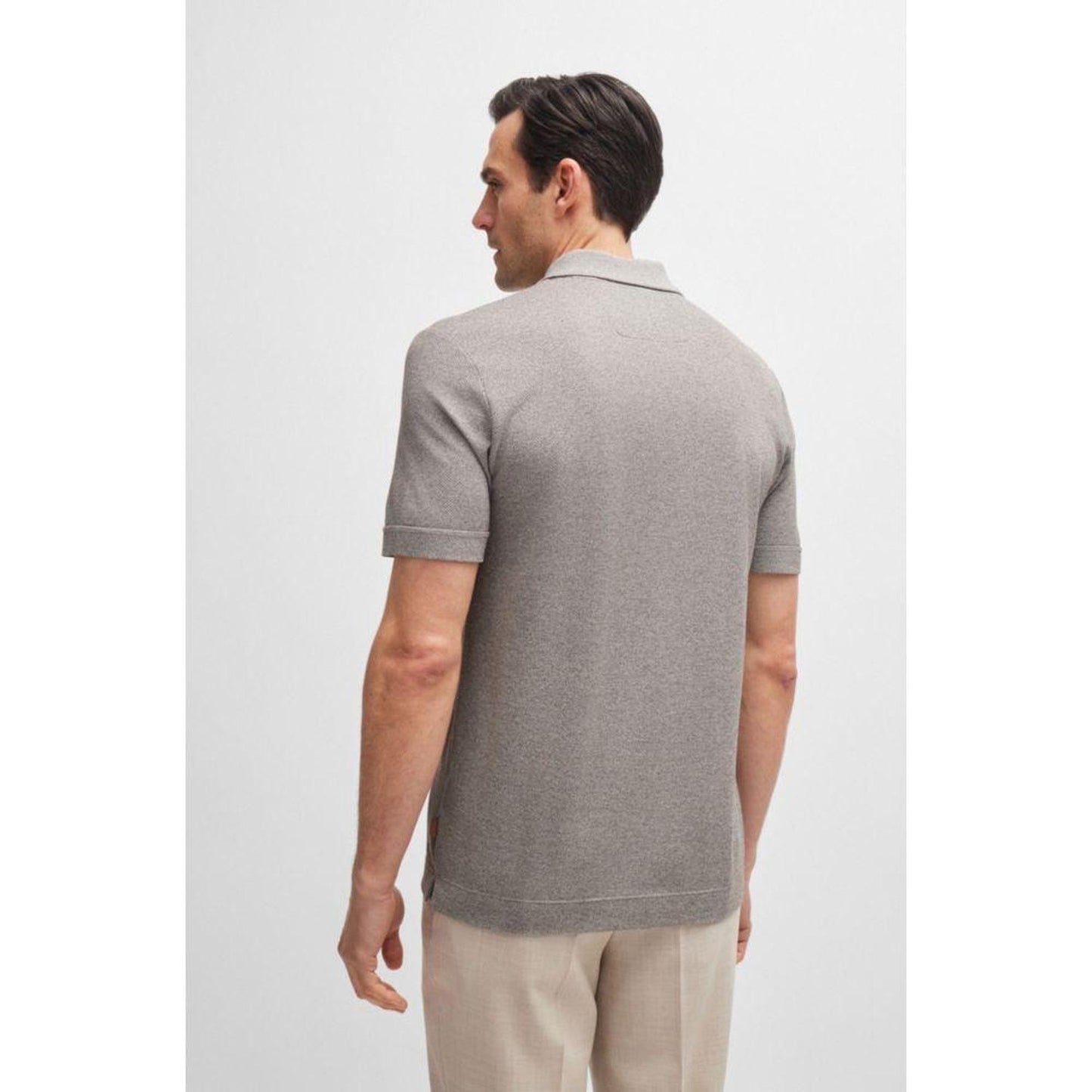Regular-fit polo shirt in moulin cotton and silk