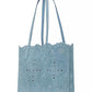 Do It All Spade Flower Perforated Denim Large Tote Bag