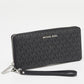 Michael Kors Black/grey Signature Coated Canvas Zip Around Wallet