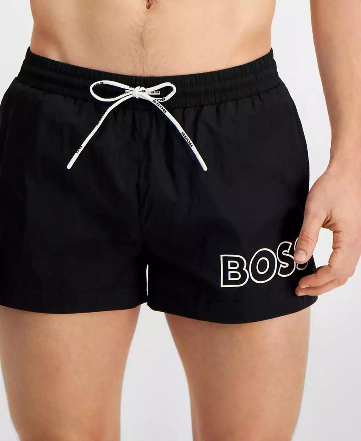 Men's 3" Mooneye Outlined Logo Drawstring Swim Trunks