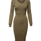 Fitted Ribbed Knit Midi Dress in Metallic Gold Viscose