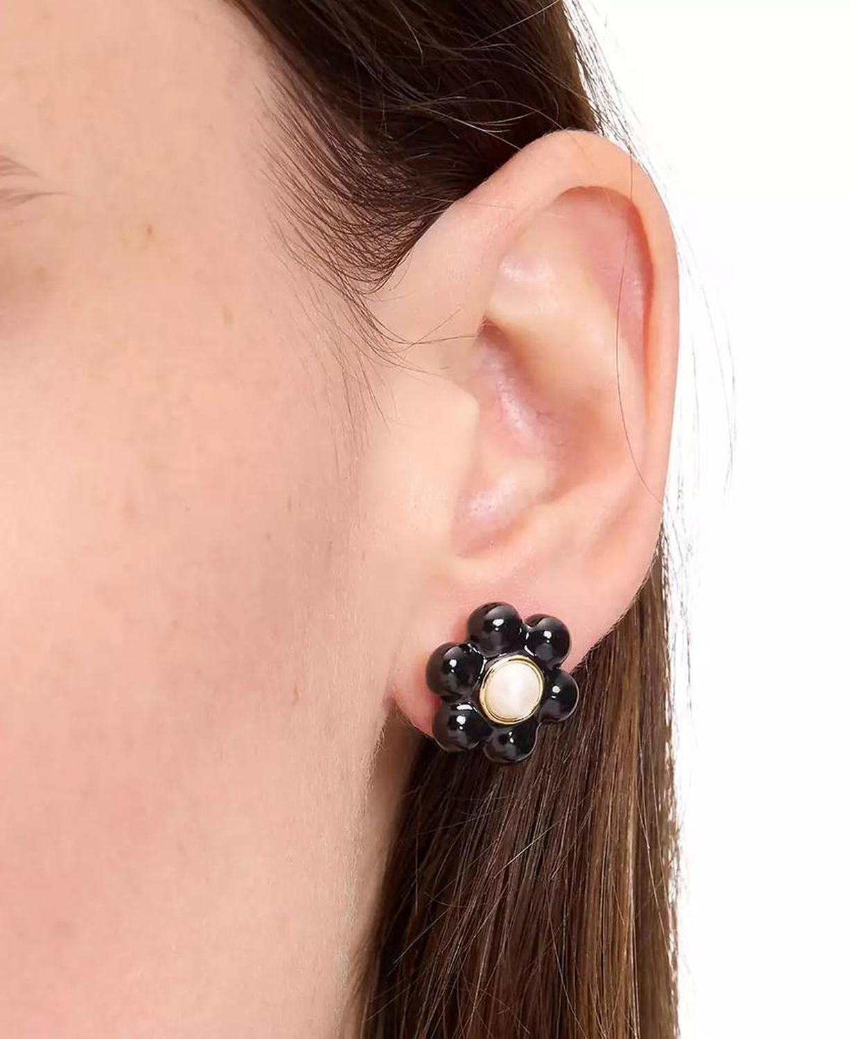 Gold-Tone Petal Puff Floral Stud Earrings