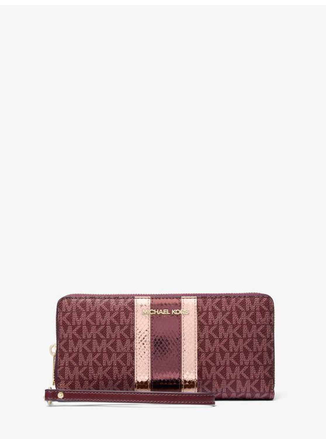 Jet Set Travel Large Signature Logo and Metallic Continental Wallet