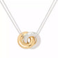 Two-Tone Interlock Ring Pendant Necklace, 16" + 3" extender