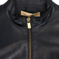 Zipped Jacket in Navy Blue Leather