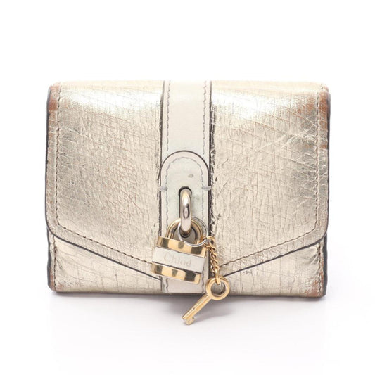 Aby Abby W Hook Wallet Trifold Wallet Leather Gold Metallic