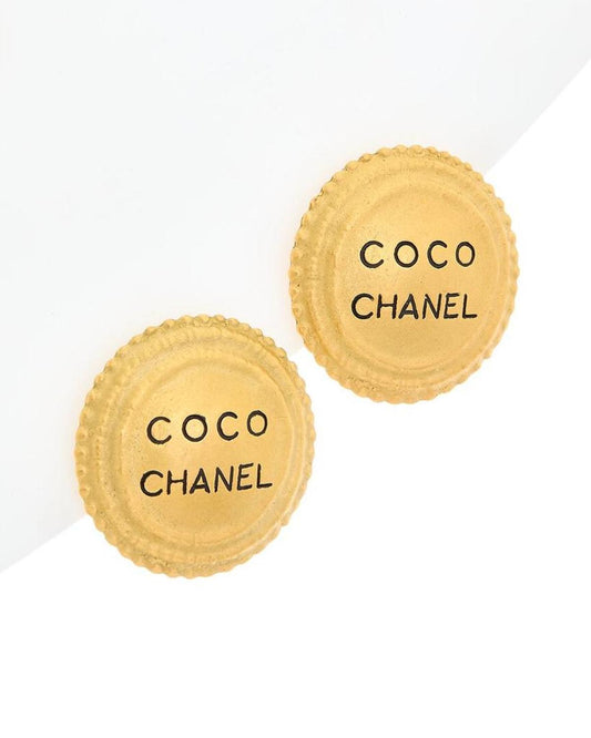Chanel Gold-Tone Coco Dome Clip-On Earrings (Authentic Pre-Owned)
