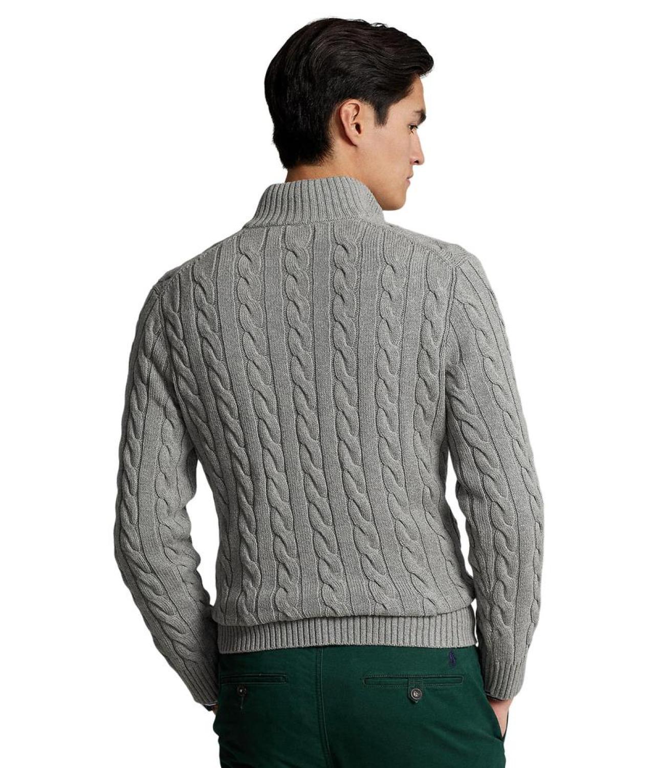 Long Sleeve Cotton Cable 1/2 Zip
