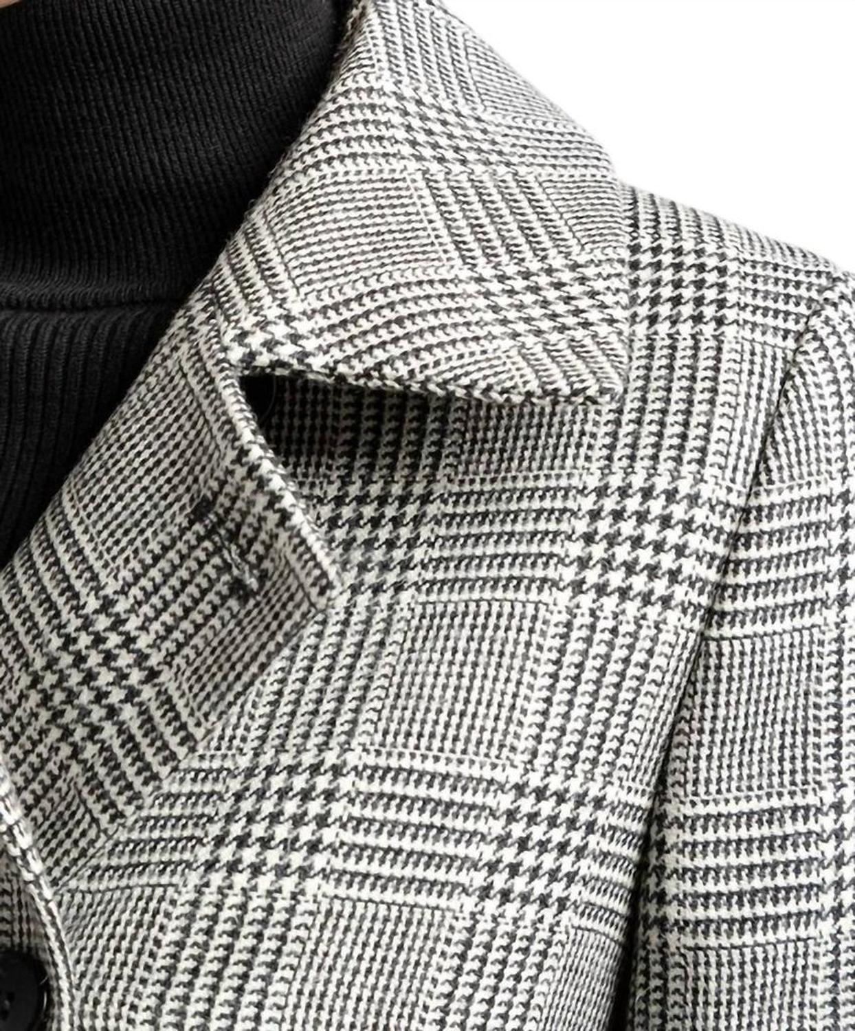 Facella Double Breasted Plaid Jacket In White/black