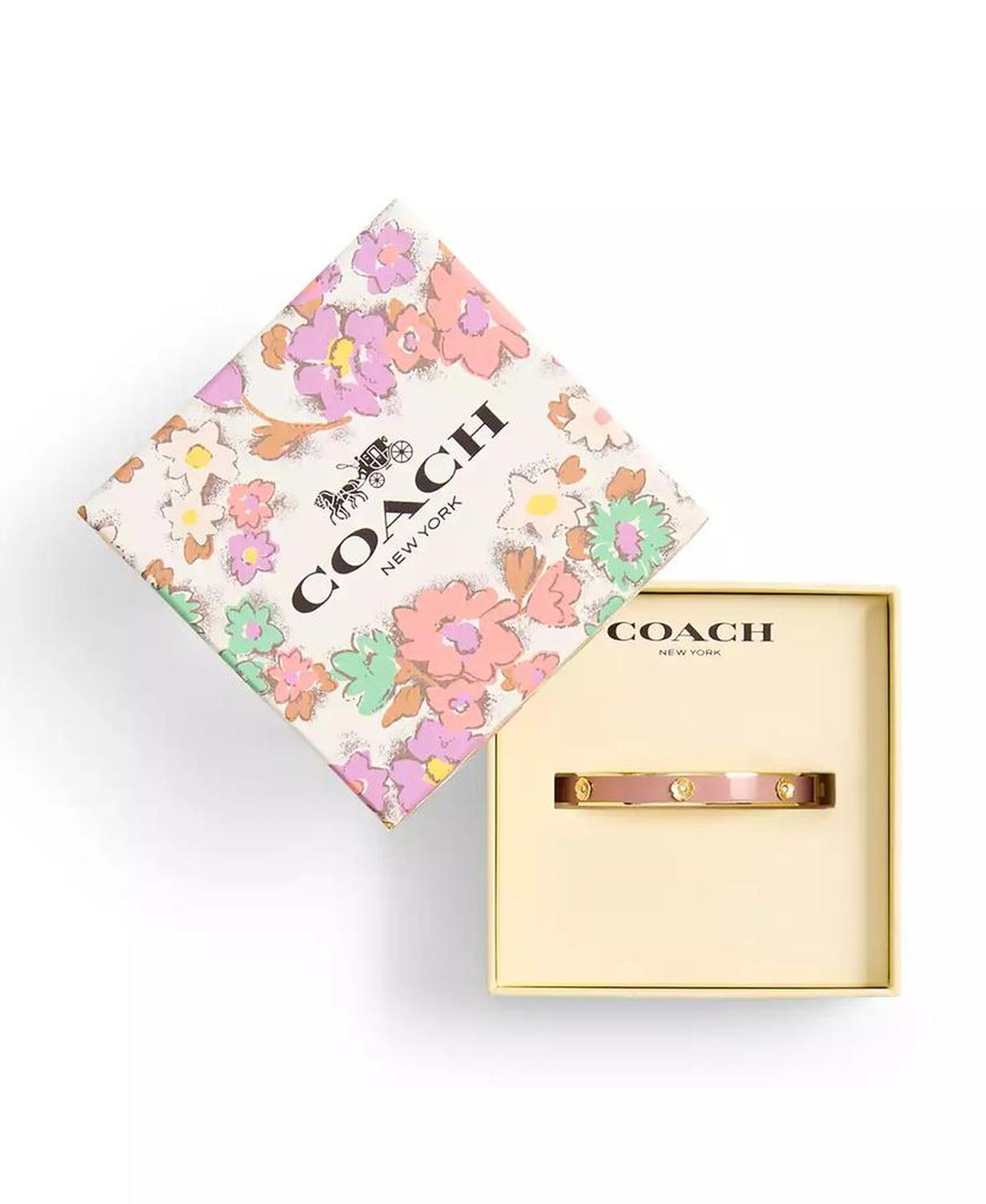 Signature Faux Stone Tea Rose Enamel Bangle Boxed Bracelet