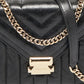Black Quilted Glossy Leather Large Whitney Shoulder Bag