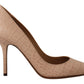 Dolce & Gabbana Elegant Nude Leather Kitten Heels Pumps