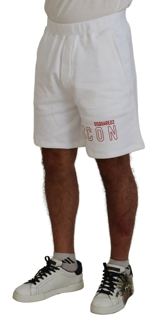Dsquared² White Printed Pull On Men Casual Bermuda Shorts