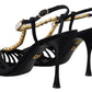 Dolce & Gabbana Elegant Silk Blend Crystal T-Strap Heels