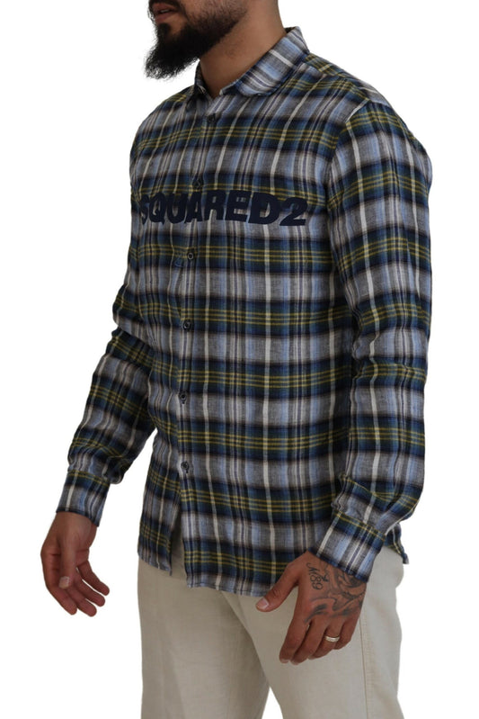 Dsquared² Multicolor Checkered Casual Men Long Sleeves Shirt