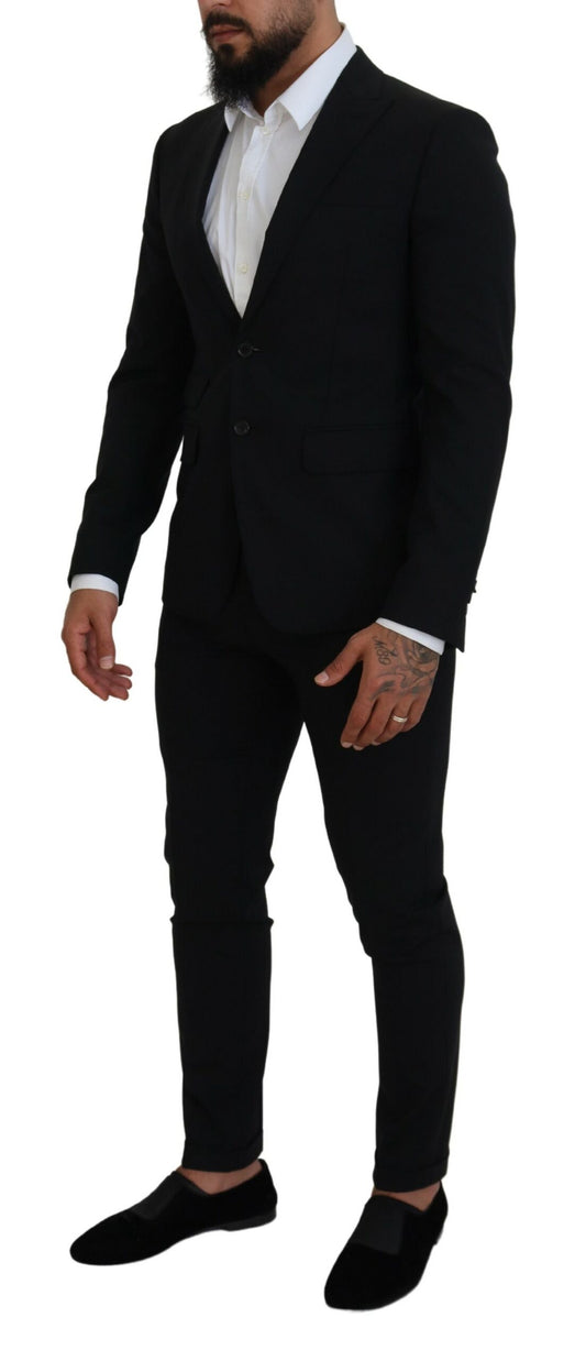 Dsquared² Black Wool Single Breasted 2 Piece LONDON Suit