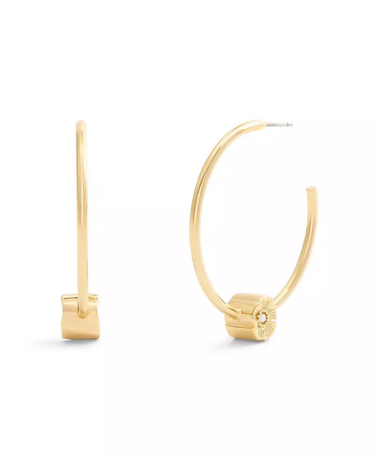 Faux Stone Signature Tea Rose Medium Hoop Earrings
