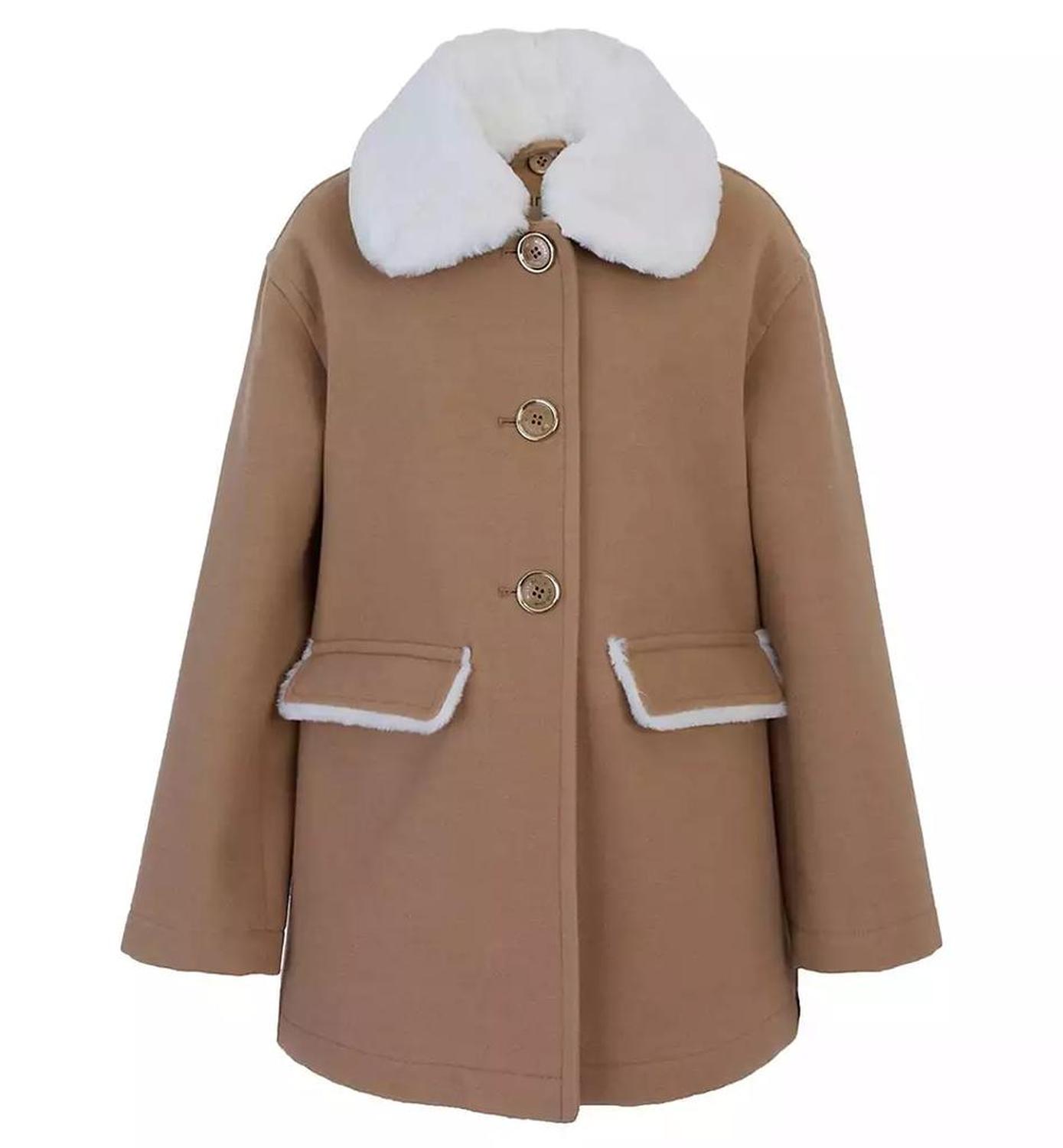 Big Girls Faux Wool Collar Jacket