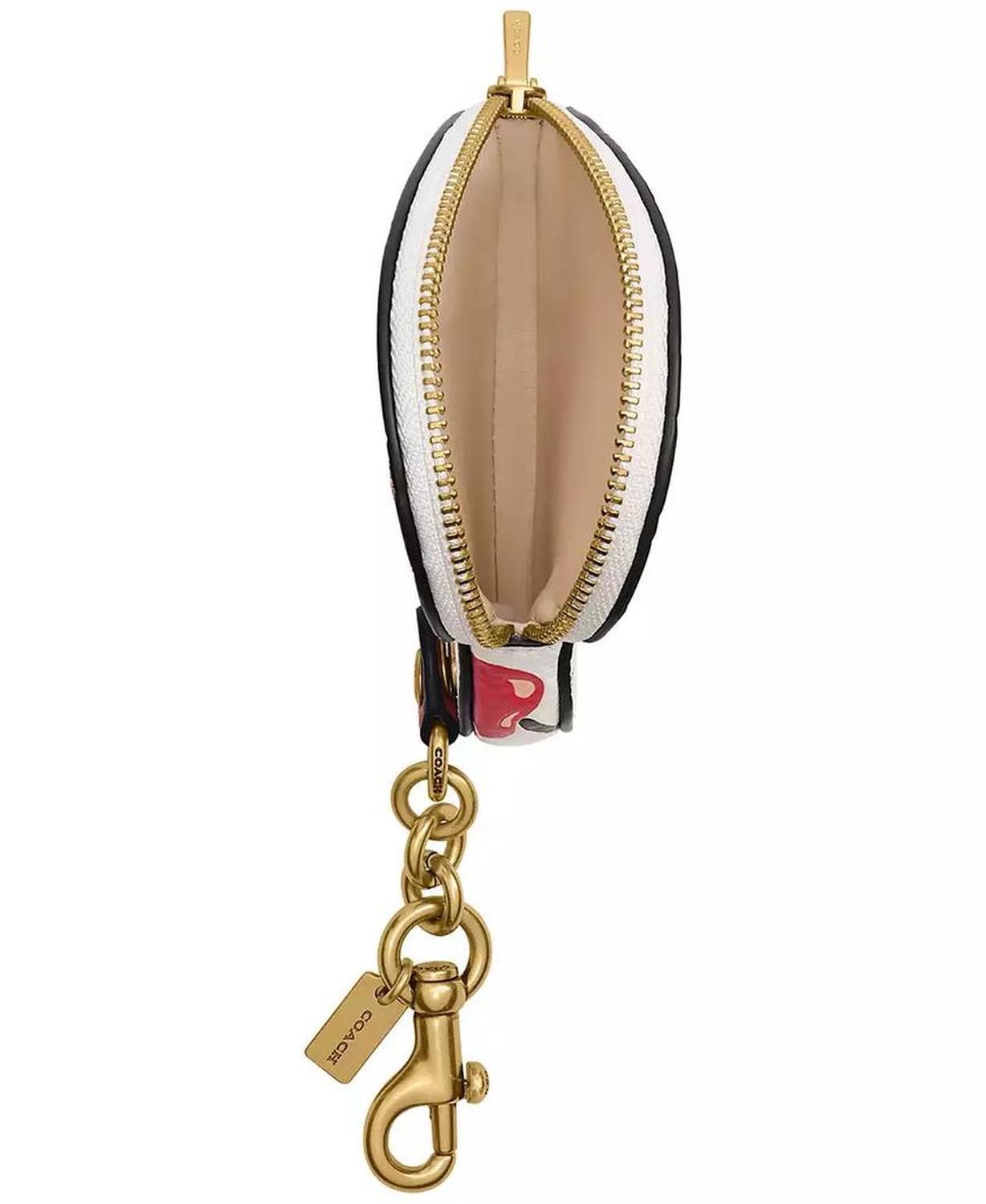 Boxed Cherry Print Leather Heart Coin Purse