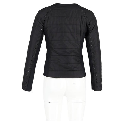Quilted Jacket with Studs in Black Nylon