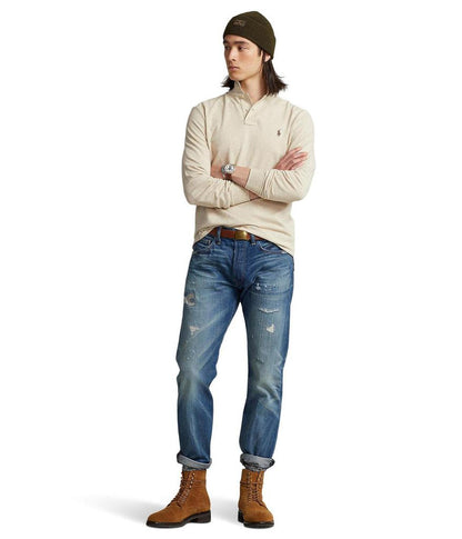 Classic Fit Mesh Long-Sleeve Polo Shirt
