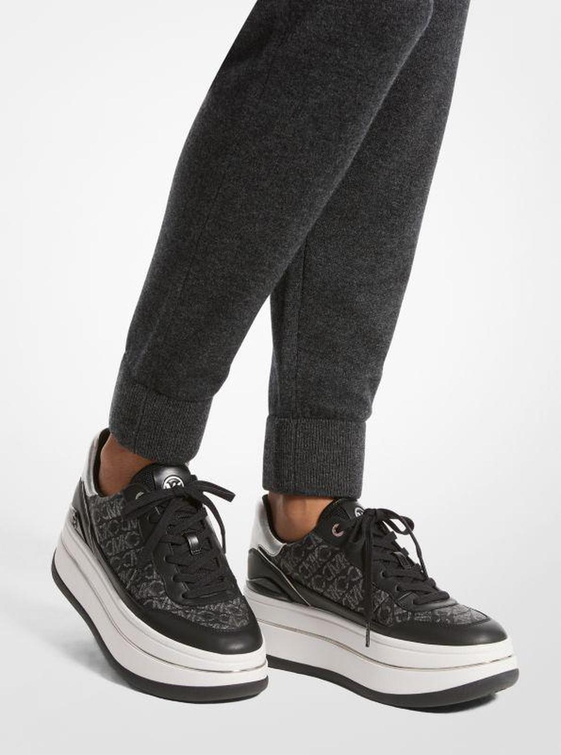 Hayes Metallic Empire Monogram and Leather Trainer