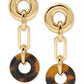 Gold-Tone Interlock Tortoise Linear Earrings